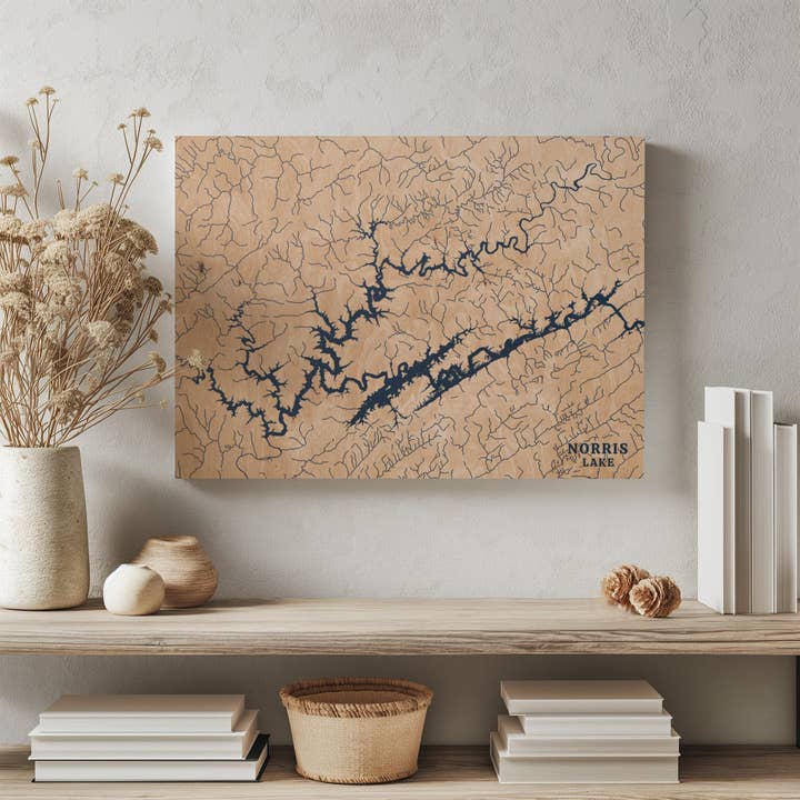 Mapa personalizado del lago Norris, Tennessee para venta al por mayor de Benoit's Design Co.