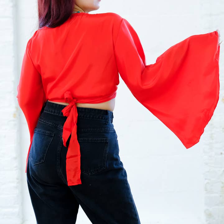 Karma Nepal Crafts - Vendita all'ingrosso Camicetta - Donna - Top avvolgente in seta tinta unita15