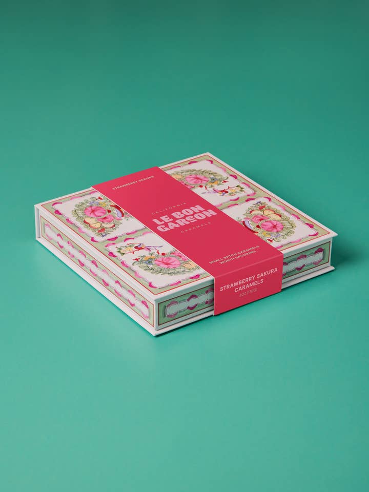 Strawberry Sakura Caramels 6 oz Gift Box for wholesale by Le Bon Garcon