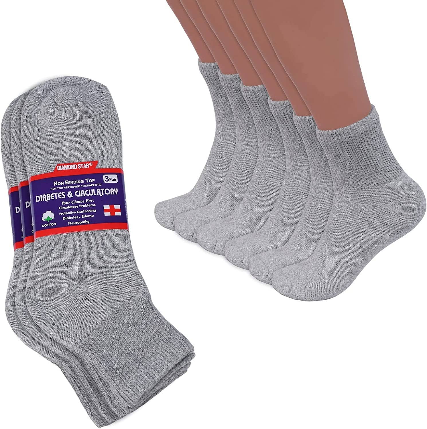 VINCO GROUP - Wholesale Socks - Unisex - Diabetic Ankle Socks, Non-Binding Circulatory Doctor Approved Cushion Cotton Quarter Socks for Men’s Women’s.7