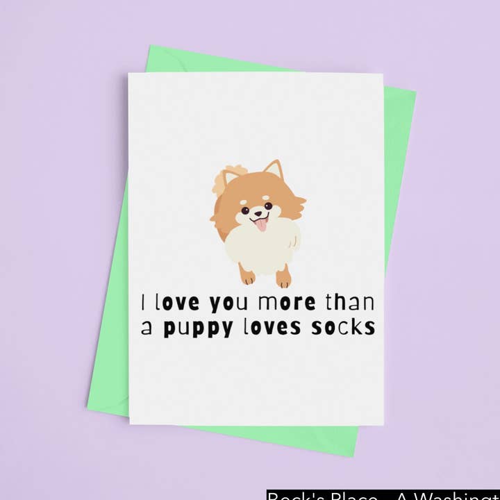 Meias I Love You More Than a Puppy Loves - Cartão com tema de cachorro - da Beck's Place por atacado de Beck's Place - A Human-Based Non Profit