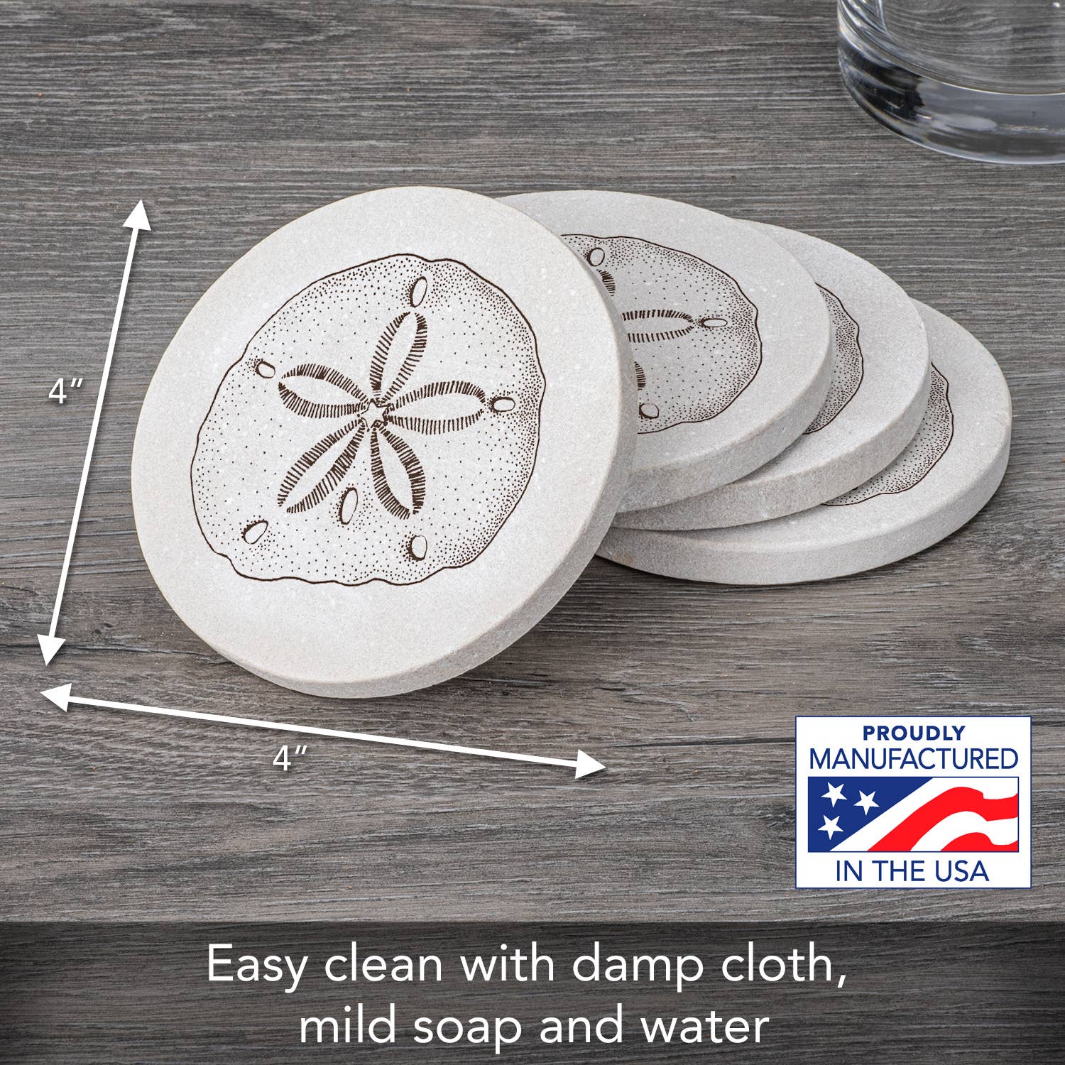 CounterArt/Highland Home/Thirstystone/CoasterStone - Wholesale Coasters - Thirstystone Sand Dollar Round Absorbent Sandstone Coasters3