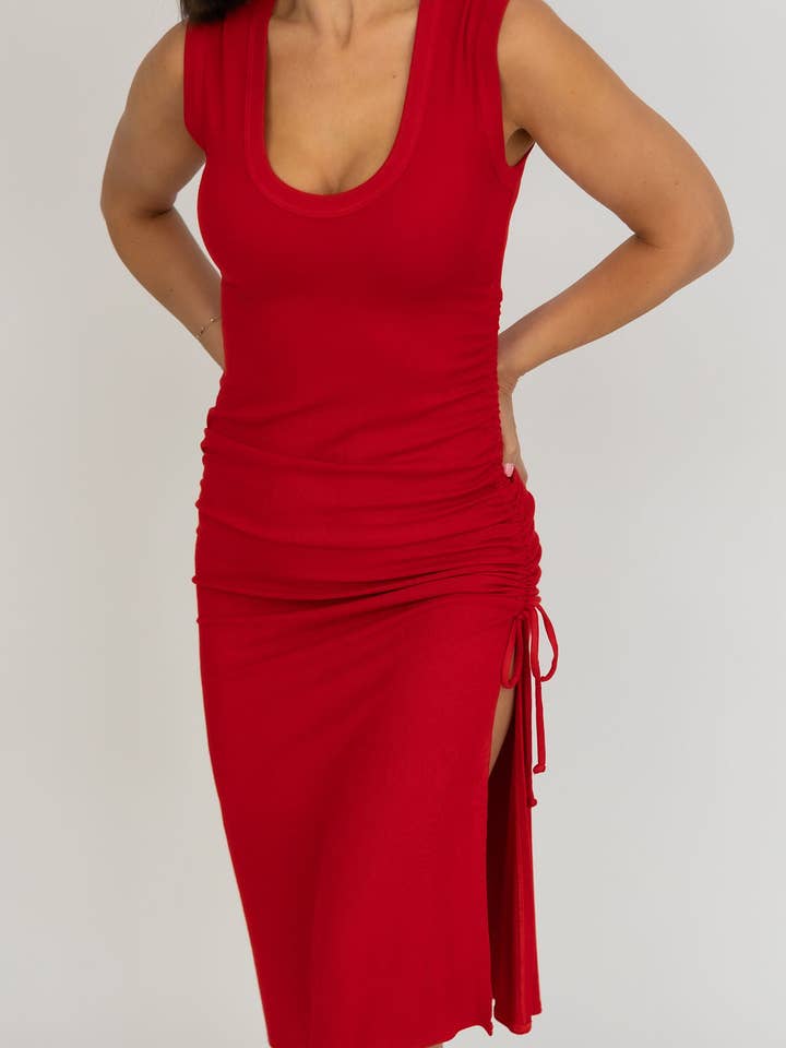 The Jessi Dress in Adrenaline Red for wholesale on Faire1