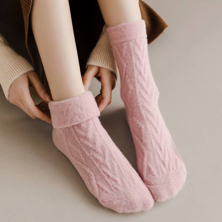 Happy Knits - Wholesale Socks – Women's - Women's Winter Wool Socks - Thick Cable Knit Warm Socks8