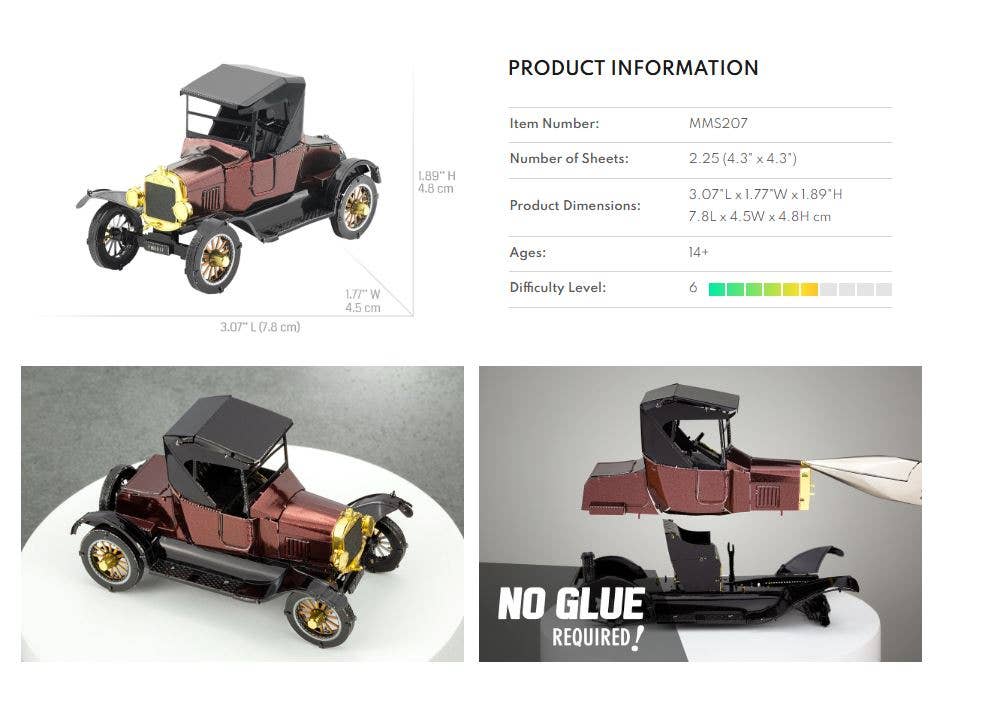 Metal Earth - Wholesale Decorative Figurine - 1925 Ford Model T Runabout vehicle7
