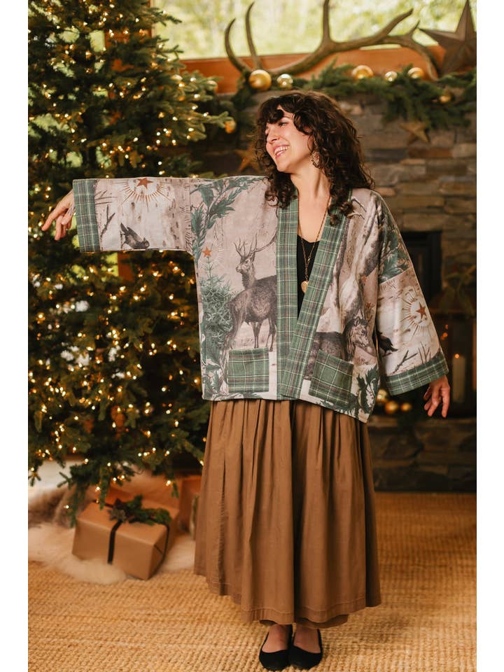 Market of Stars - Wholesale Cardigan - Women's - Winter Wish Christmas Fleece Cottage Cardigan Kimono Jacket