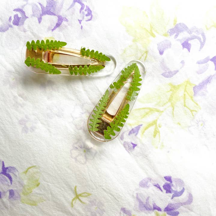 Cast & Clover - Vendita all'ingrosso Fermaglio per capelli - Donna - Fern, fermaglio per capelli a goccia, vera felce selvatica pressata