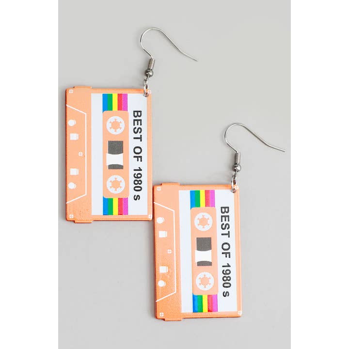 Girly - Wholesale Dangle Earrings - ACRYLIC CASSETTE TAPE DROP EARRINGS