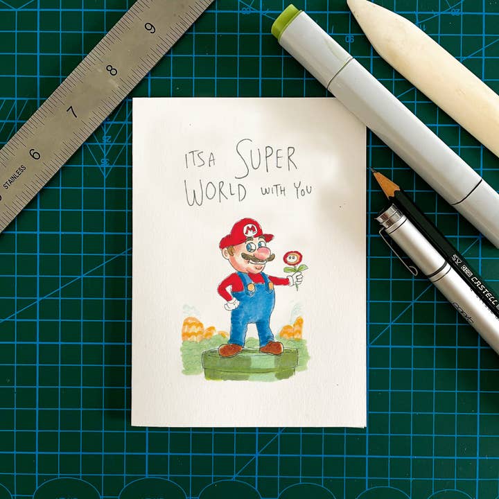 Well Drawn - Wholesale Love card - It's a Super World With You2