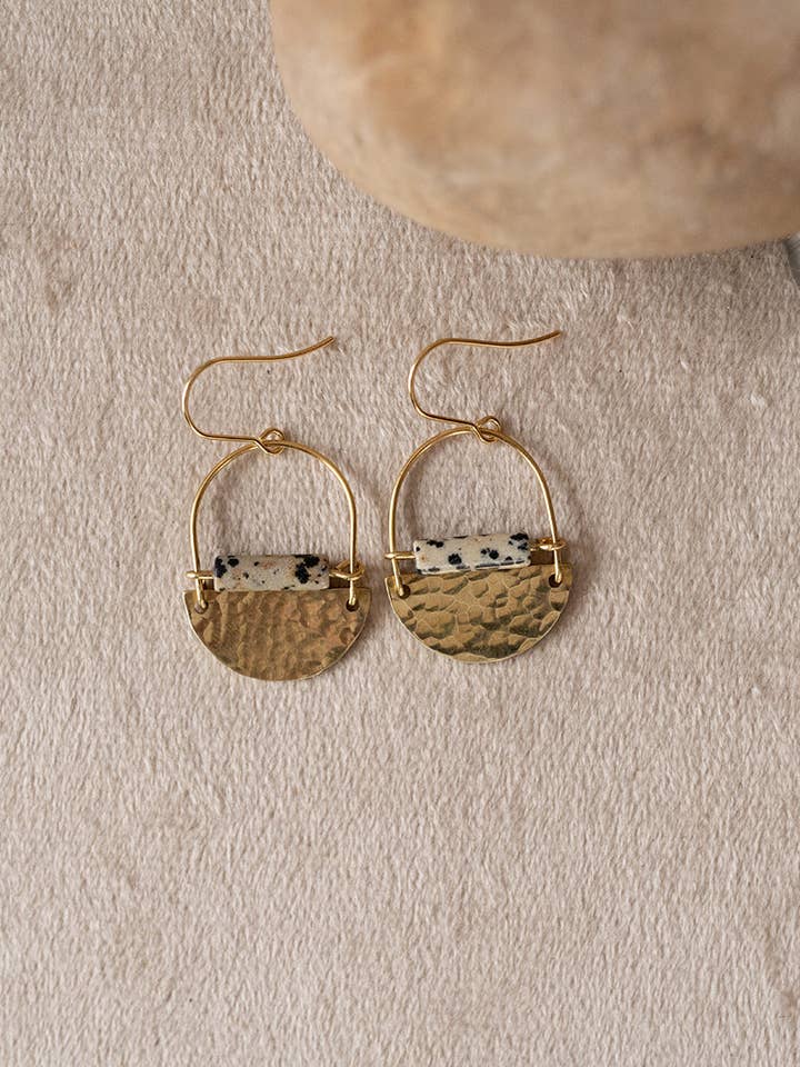Mini Drop Earrings - Dalmatian Jasper for wholesale by Found & Feral