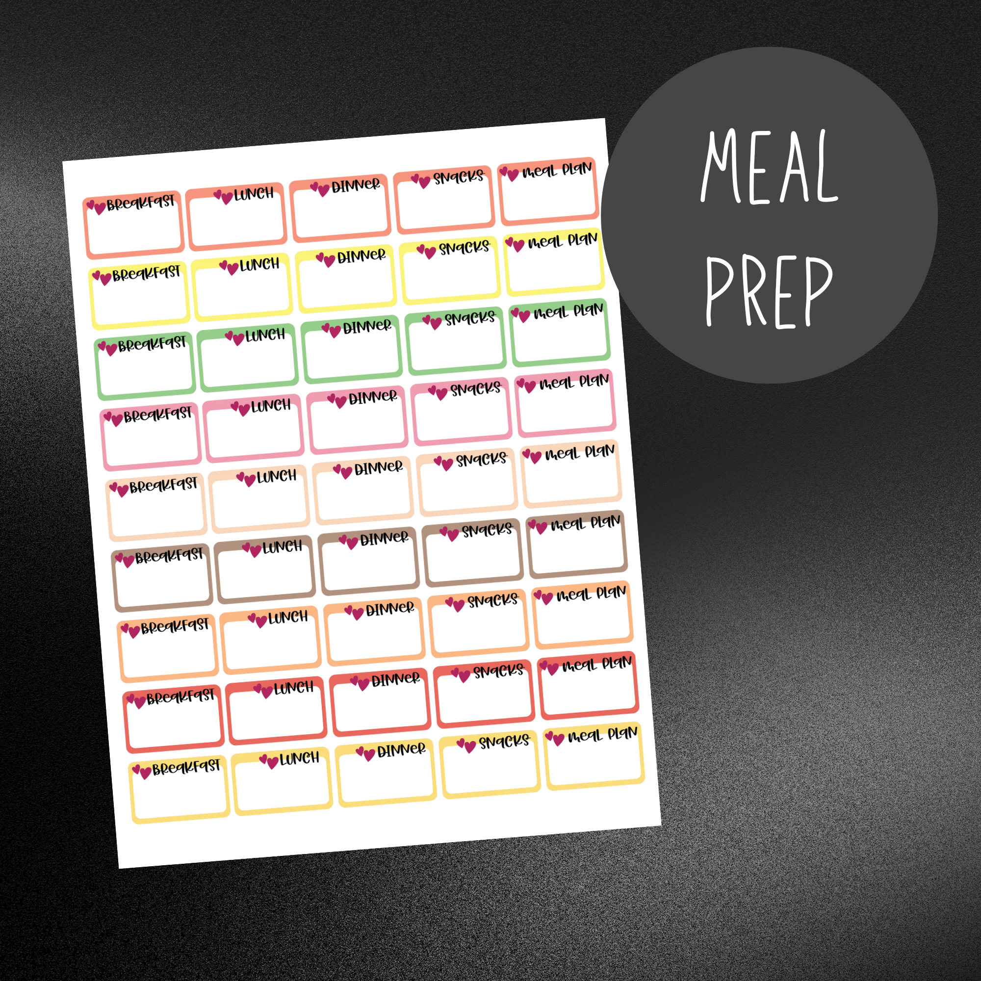Small Biz Supplies – wholesale Sticker – Meal Prep Planner Stickers0