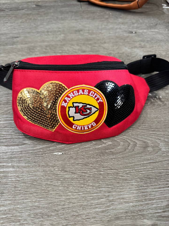 Kansas City Chiefs Hearts Canvas Fanny Pack Bag for wholesale by Patchwrx Customs Hat Bar