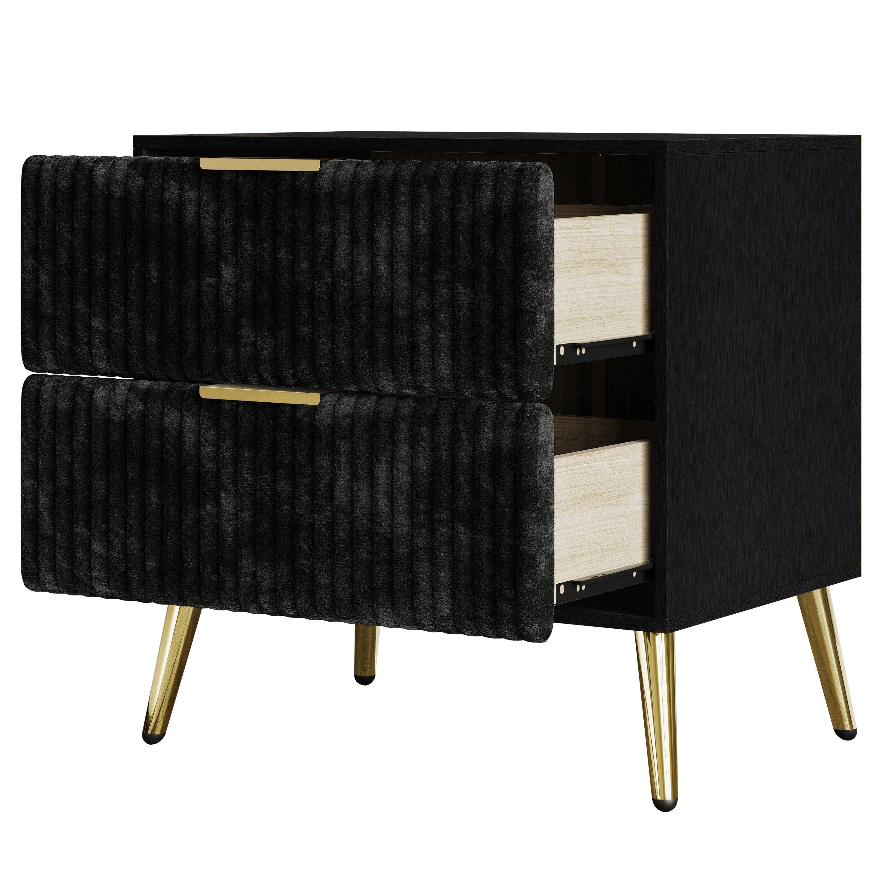 Home Design - Wholesale Bedroom Furniture - Home Design Alva 2 Drawer Nightstand, Black3