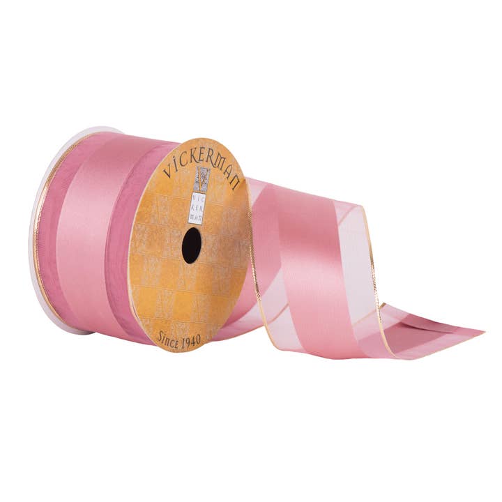 Vickerman Dusty Rose doré satiné 2,5 po x 10 m pour la vente par Vickerman