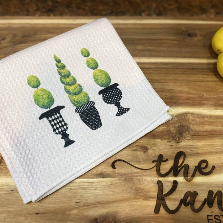 The Adorned Willows Marketplace LLC - Wholesale Tea towel - Topiary Towel2