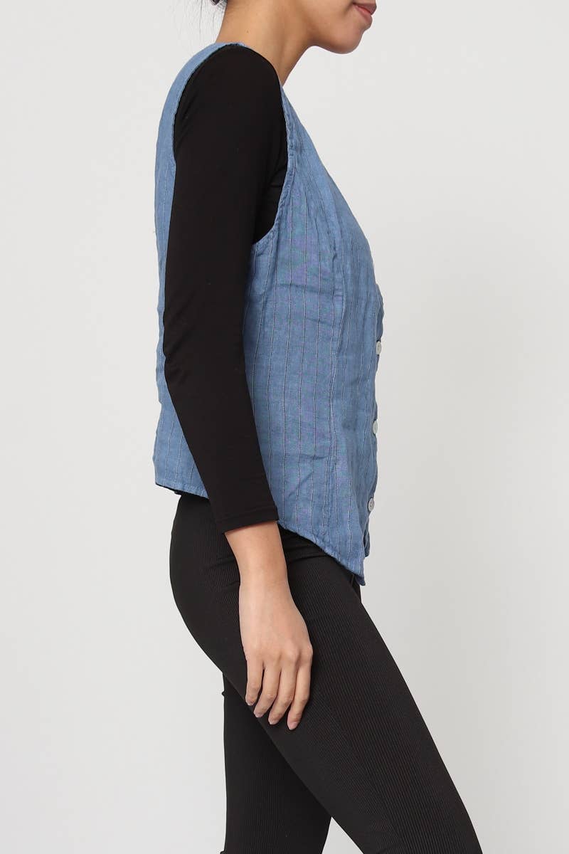 LÉA & LUC - Wholesale Button Down Shirt - Women's - Sleeveless shirt in 100% Linen REF. 517013