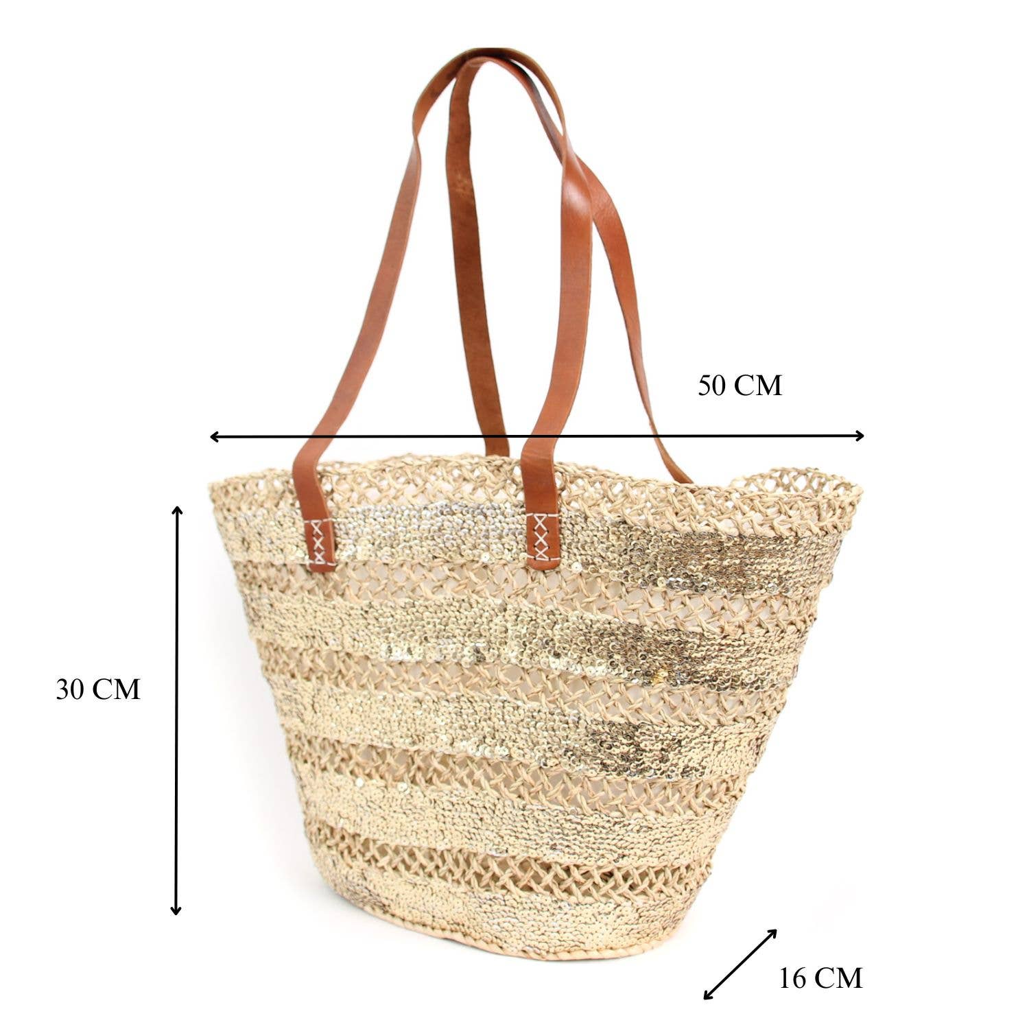 Logionline SLU - Wholesale Beach Bag - Carry Bag, Sequins, Leather Handles with Lining2