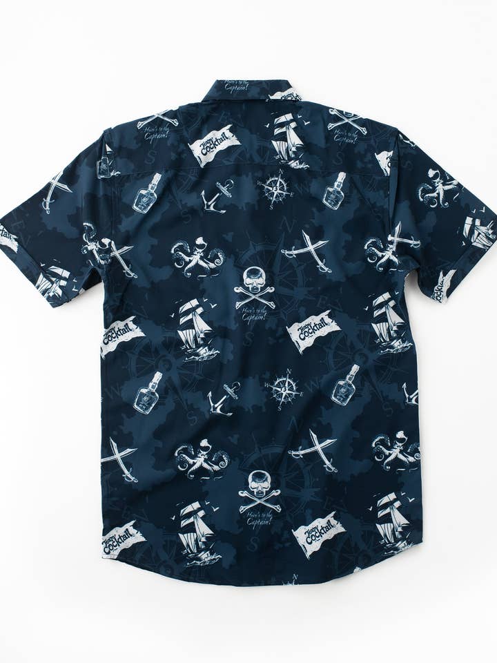 Team Cocktail - Wholesale Button Down Shirt - Men's - Pirate Flag Unisex Button Up5
