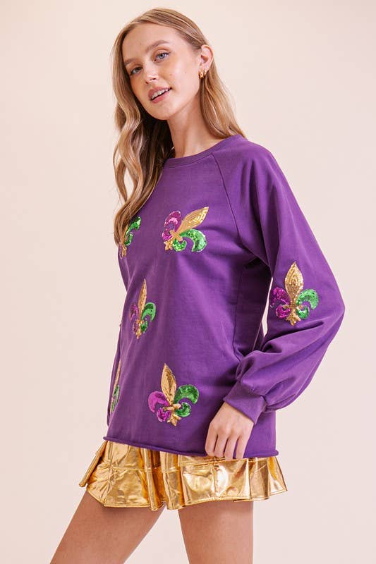 Vanilla Monkey – T-shirt gráfica - Mulher por atacado – Camisola de Lantejoulas Mardi Gras4