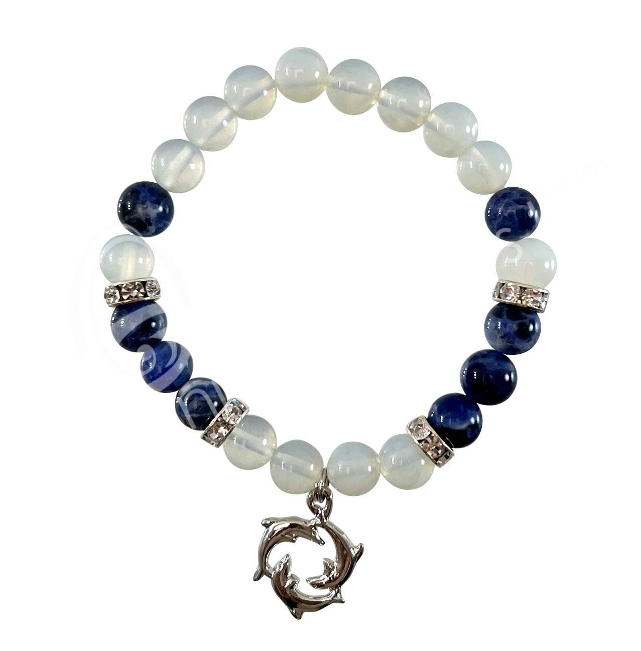 Oceanic Linkways Inc - Vendita all'ingrosso Bracciale con perline - BRACCIALE IN OPALITE E SODALITE DOLPHIN (8-8,5 MM) 7,15-7.0