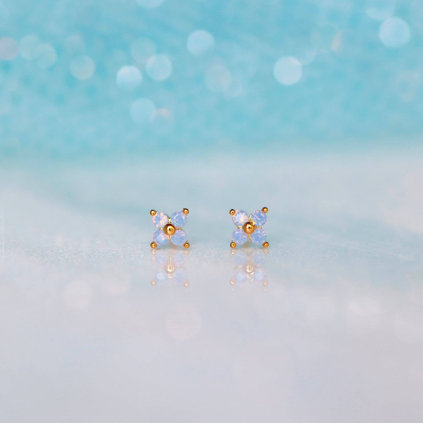 Girls Crew - Wholesale Stud/Post Earrings - Teeny Tiny Blue Blossom Studs14