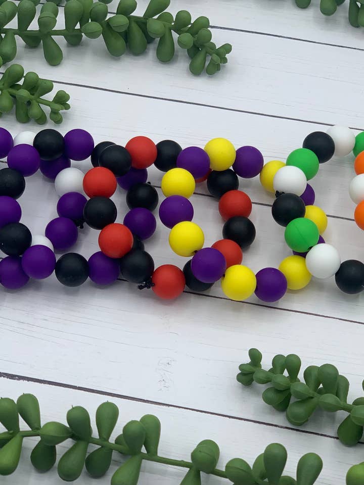 Silicone Bead Bracelets in Game Day Colors for wholesale by Handmade Love Love Love