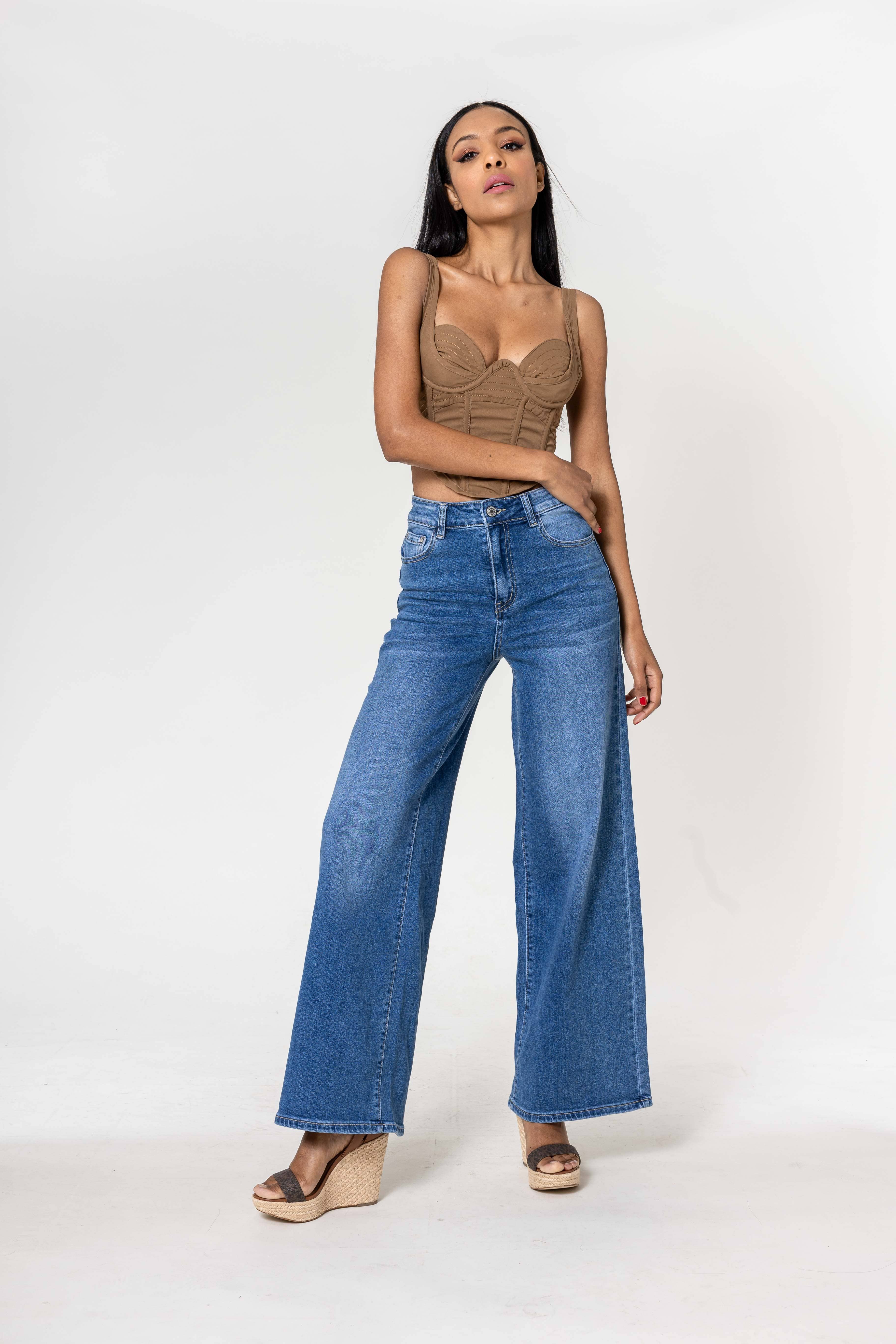 Nina Carter - Vente Jean – femme - Nina Carter super WIDE LEG taille haute stretch YY30010