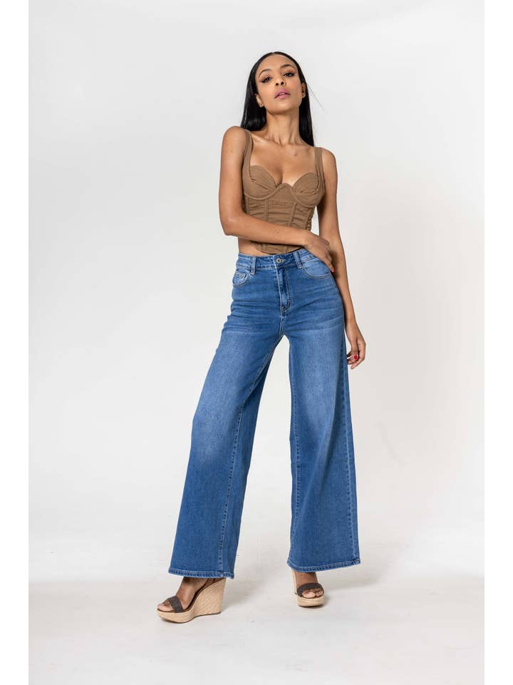 Nina Carter - Vente Jean – femme - Nina Carter super WIDE LEG taille haute stretch YY30010