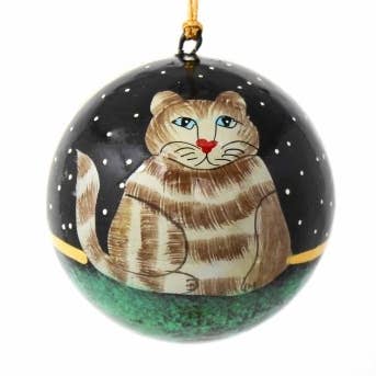 Handbemalte Ornament-Katze — 3 Stück für den Großhandel von Global Crafts