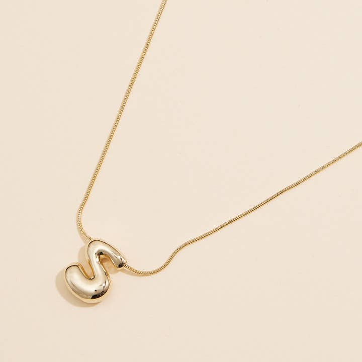 Frem - Wholesale Pendant/Charm Necklace - 16 Assorted Pack of Bubble Design Initial Short Necklaces25