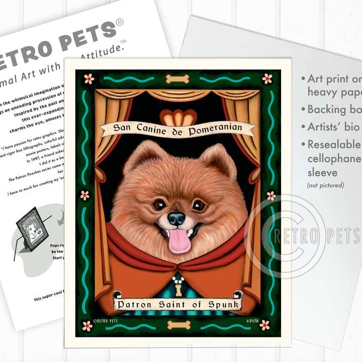 Retro Pets - Wholesale Art Print - P-155 8x10 Print "Pomeranian Saint of Spunk"2