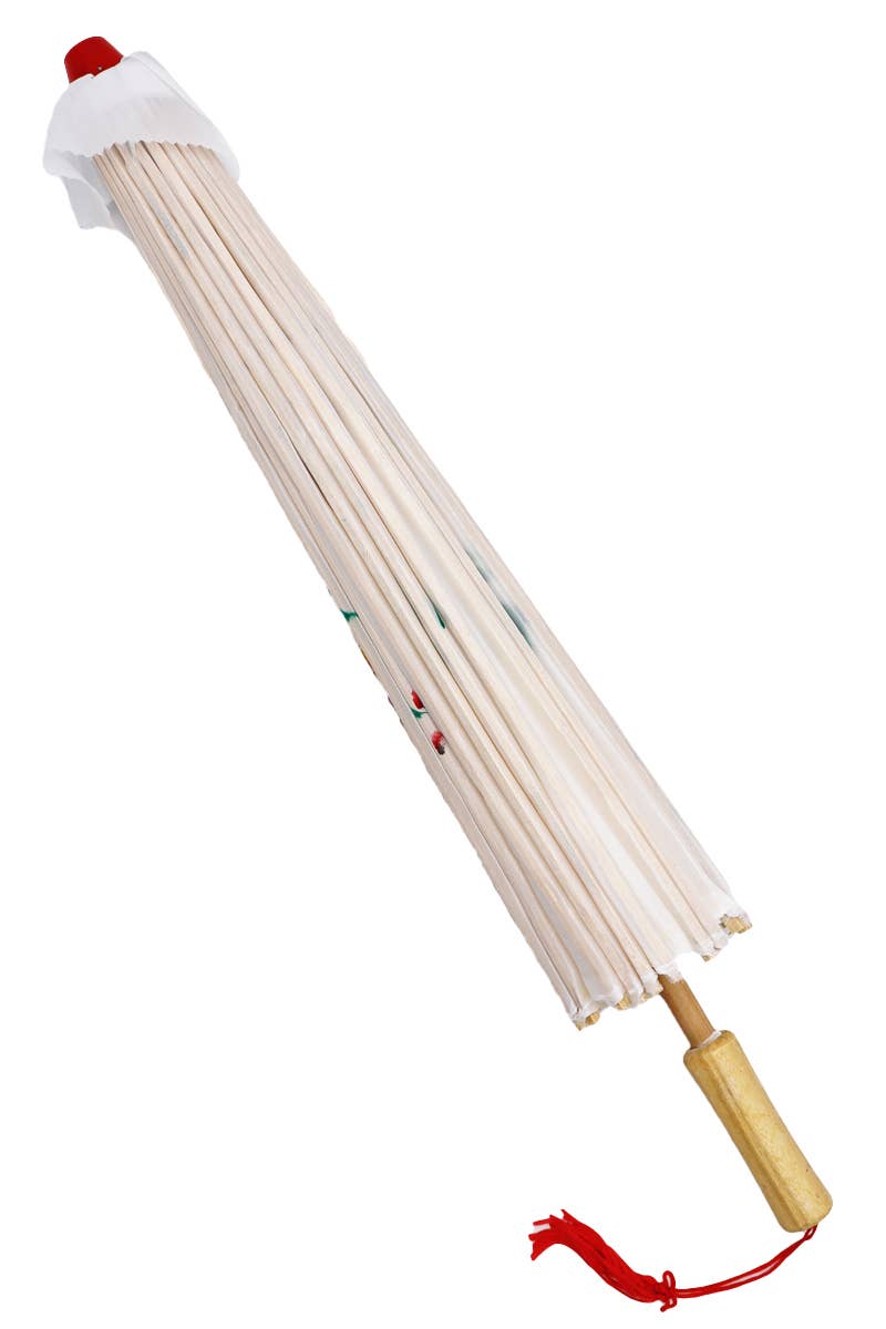 HVID Hvid solskærm parasol i oliepapir med blomsterdesign for engroshandel på Faire5