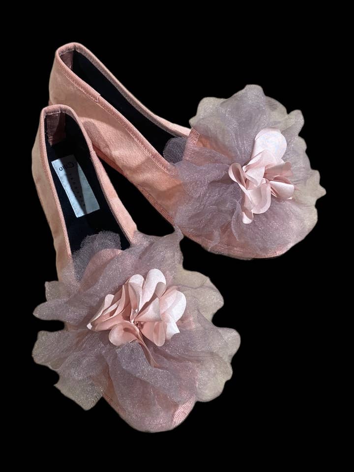 Venetian Slippers With Organza And Silk Flowers for wholesale by Teod’amar Venezia