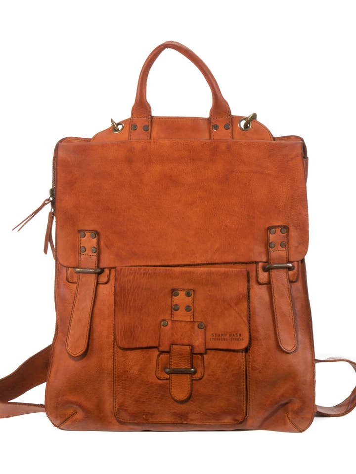 Sac à bandoulière en cuir unisexe Stamp transformable en sac à dos pour la vente par Stamp