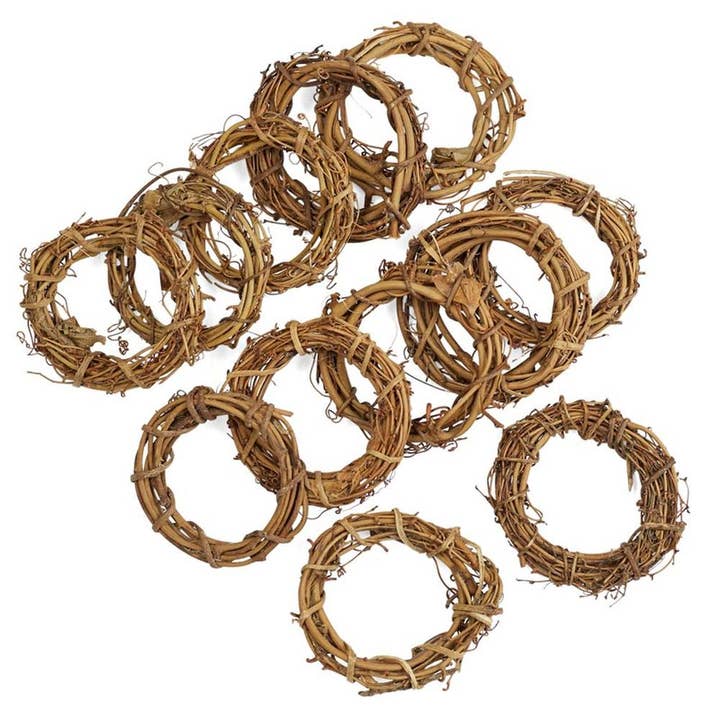 Factory Direct Craft - Wholesale Wreath - 4-Inch Natural Grapevine Wreath - Rustic Vine Twig Decor