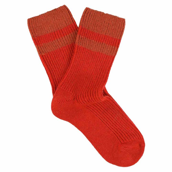 Calcetines de cachemira para mujer con rayas - naranja intenso / naranja para venta al por mayor de ESCUYER