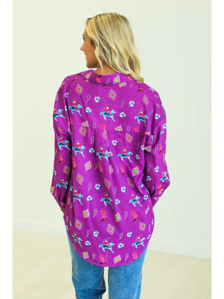 Kathryn Classic Button-Up, Purple Western Elements for wholesale on Faire7