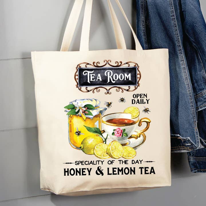 Tea Room Honey & Lemon Tea Bolsa de lona de 12 oz para venta al por mayor de Avery Lane Gifts