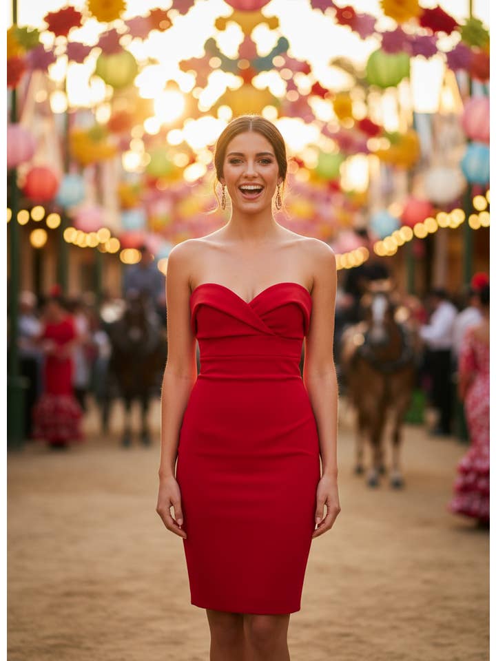 SHORT RED DRESS 9003 for wholesale on Faire