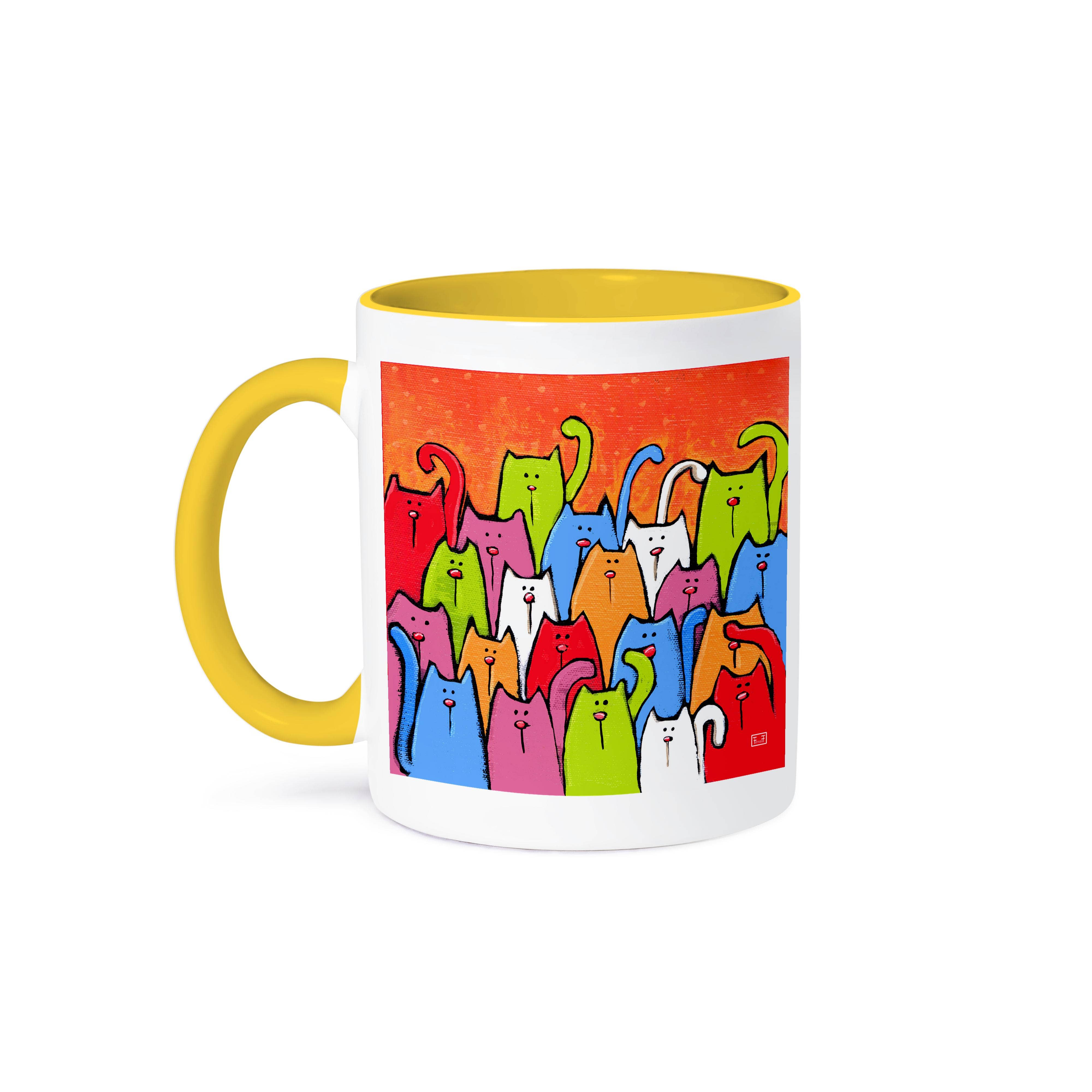 3dRose – wholesale Kaffekoppar – 3dRose, 2 Hundar Vit Fågel Husdjur Djur Söt Original Folkkonst Målning, Mugg0