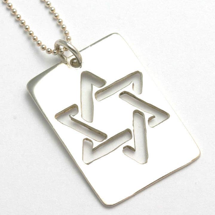 Sterling Silver Jewish Star of David Dog Tag Necklace for wholesale by Bareket Fine Jewelry