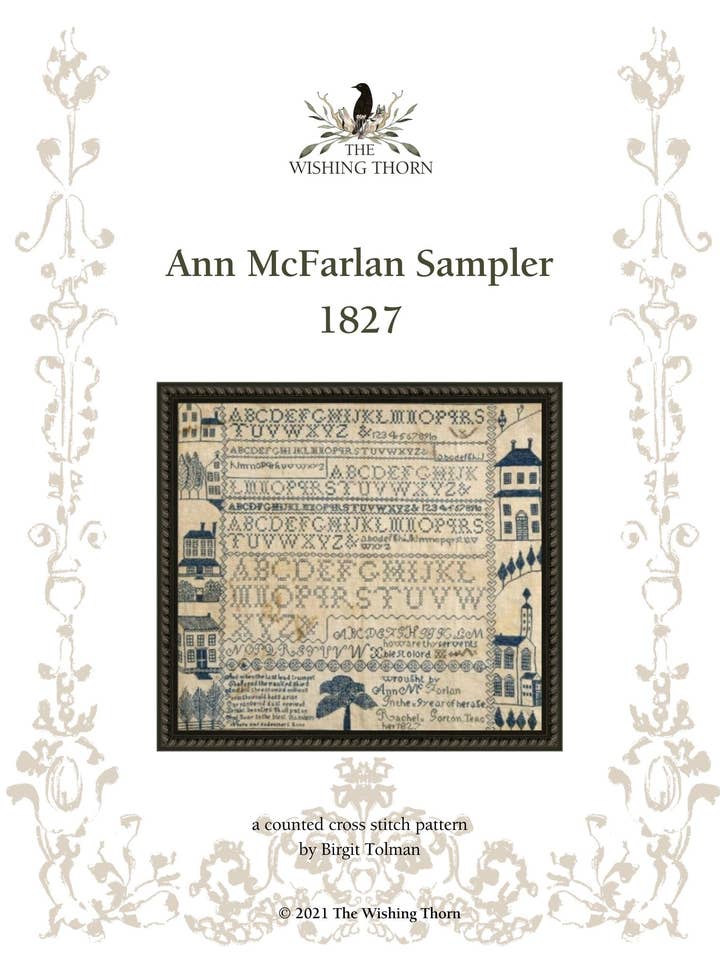 Ann McFarlan Sampler Pattern 1827 for wholesale by The Wishing Thorn