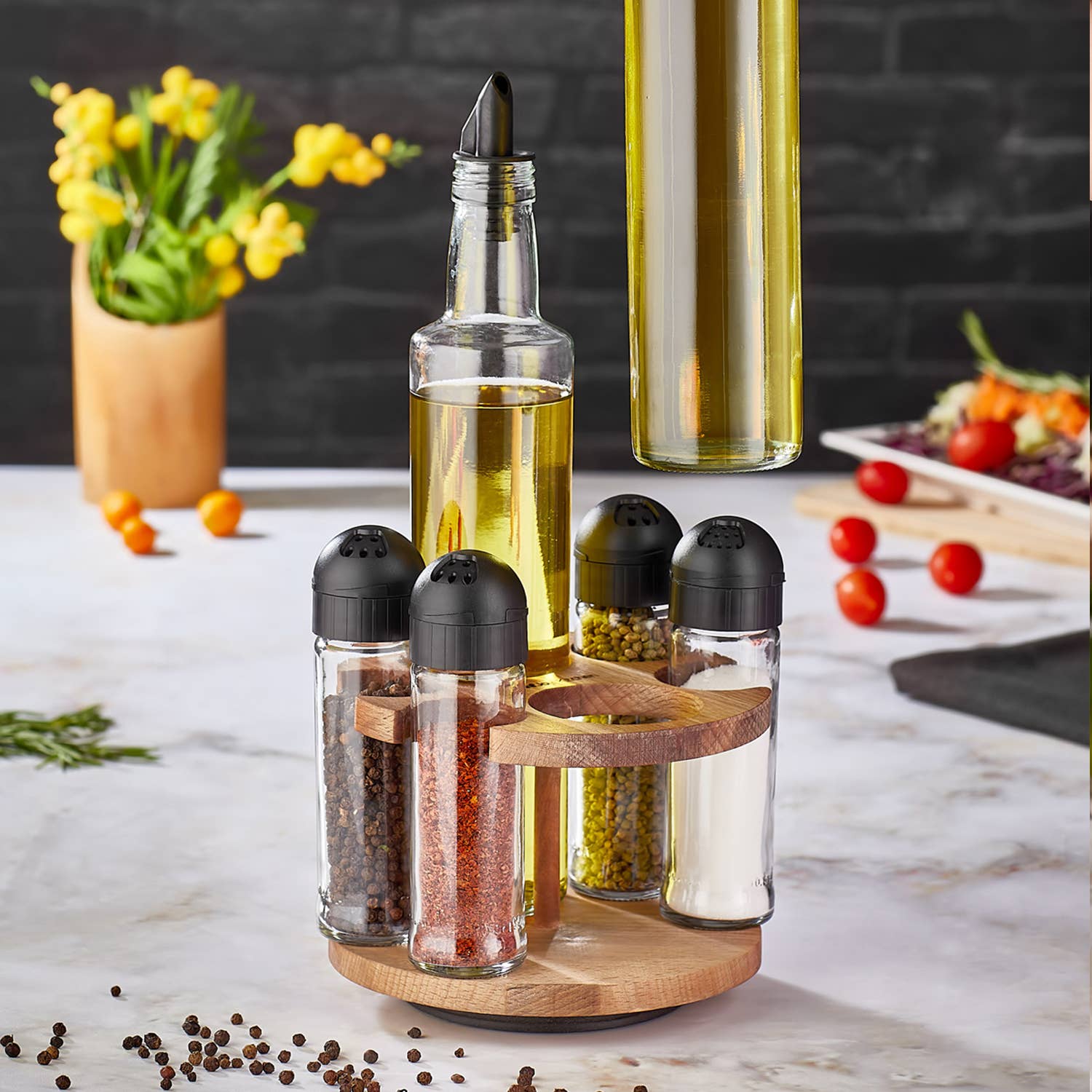 Joy Kitchen - Wholesale Oil/Vinegar Dispenser - Kruidenrek met olijfolie en azijnstel | keuken cadeau tip1