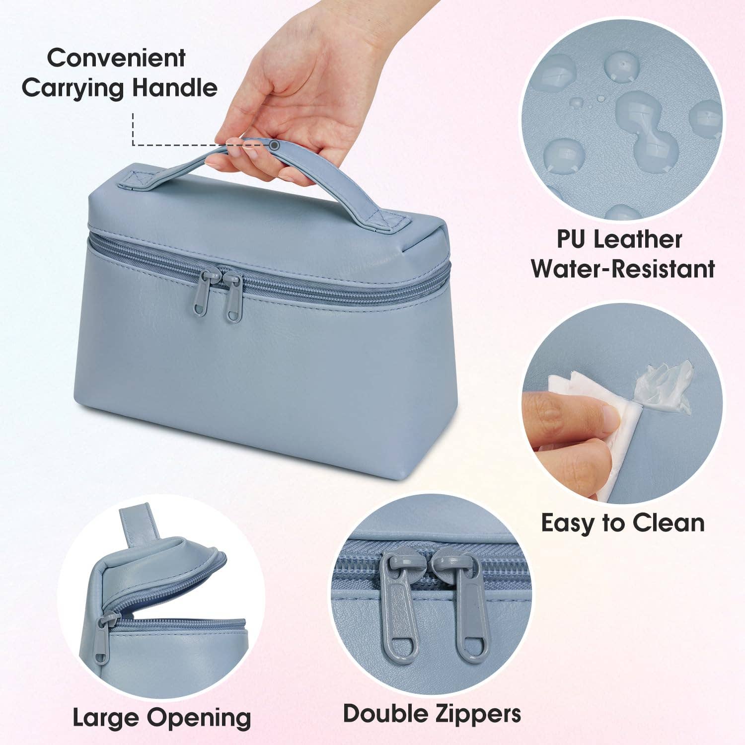 wandf - Wholesale Makeup/Cosmetic Bag - Makeup Cosmetic Bag Eco Vegan Leather With Built-in Pocket9