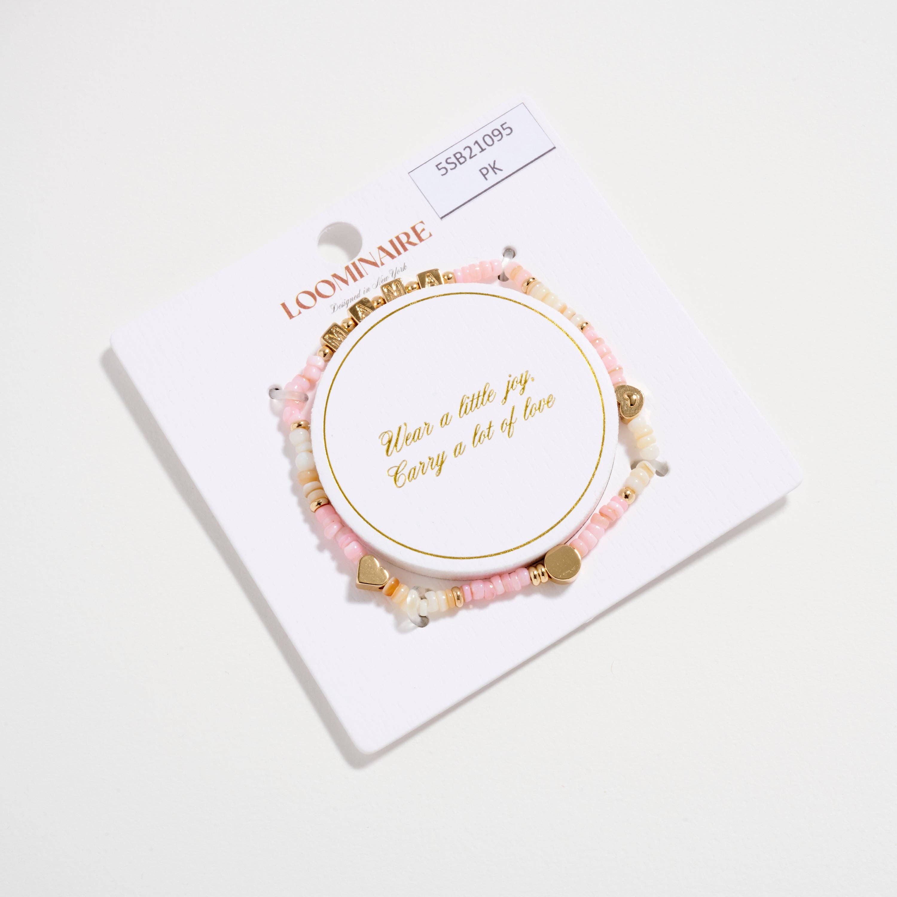 Frem - Wholesale Beaded Bracelet - Gold Dipped Beaded “Mama” Bracelet with Gold Letter Cubes & Heart Accents – Mother’s Day Stretch Bracelet6