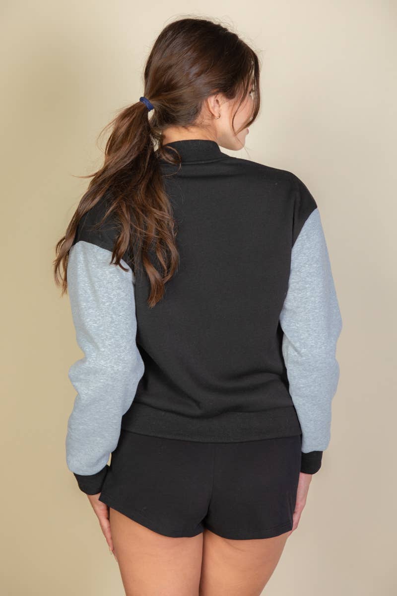 CAPELLA APPAREL - Wholesale Varsity/Baseball Jacket - Women's - Letter Patched Striped Trim Varsity Jacket3