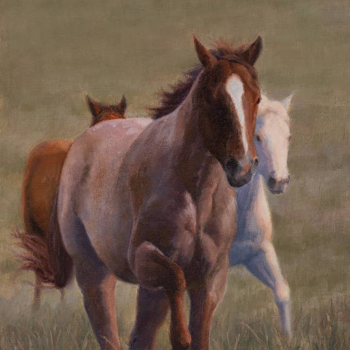 "Wild Horses" Western Art Greeting Card for wholesale by Kim Hinnant Art