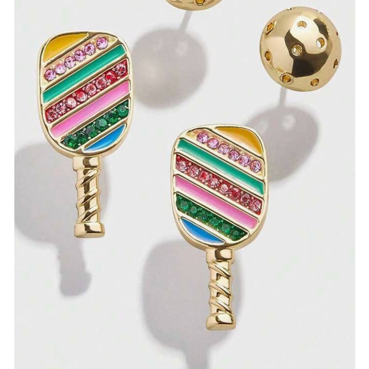 HoopLa - Wholesale Knopjes/oorstekers - Lets Play- Pickle Ball oorknopjes- emaille, kristal4