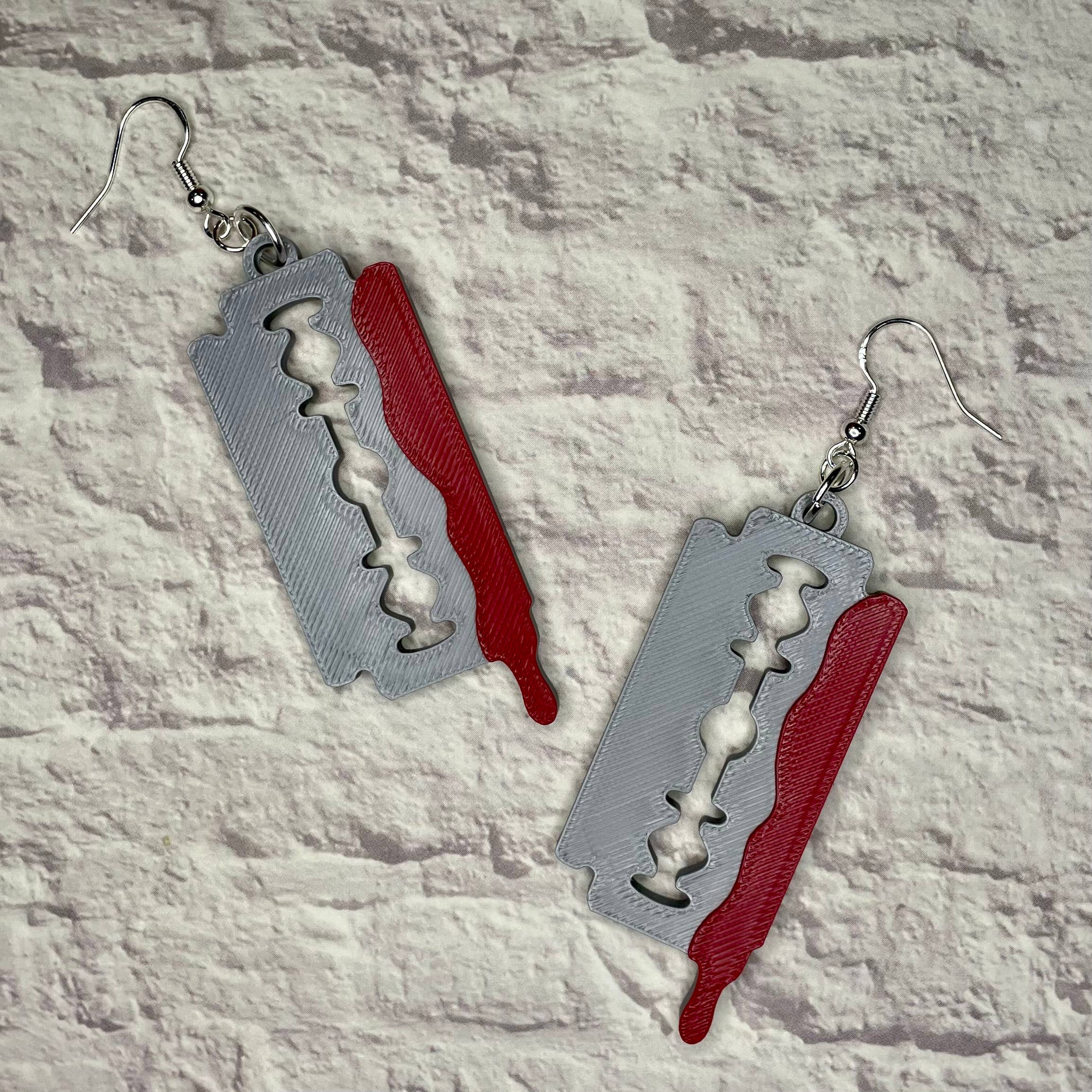 Cryptid Craft Studio - Wholesale Dangle Earrings - Razor Blade Statement Earrings 3D Printed2
