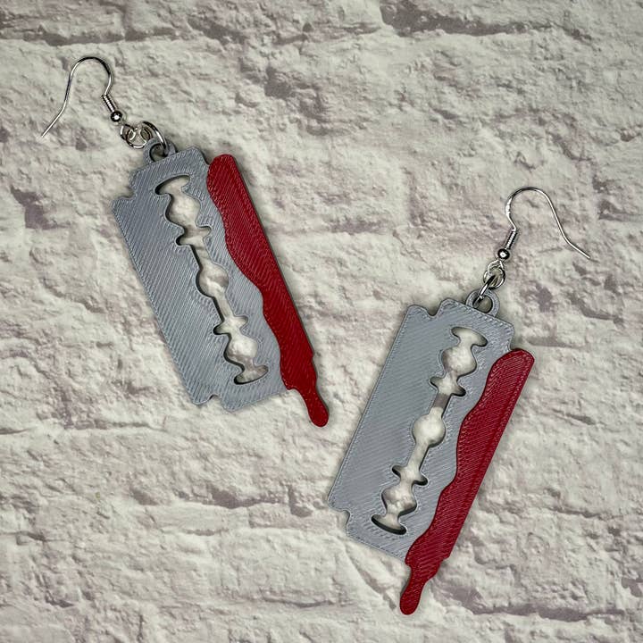Cryptid Craft Studio - Wholesale Dangle Earrings - Razor Blade Statement Earrings 3D Printed2